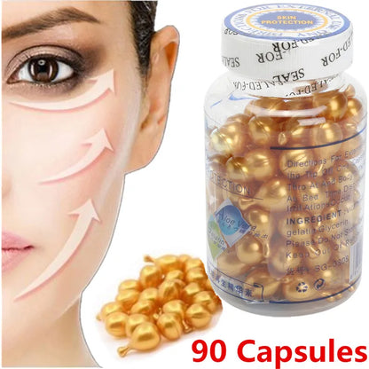 Vitamin E Extract Capsules Anti-wrinkle Whitening Cream Facial Serum 90Pcs/bottle