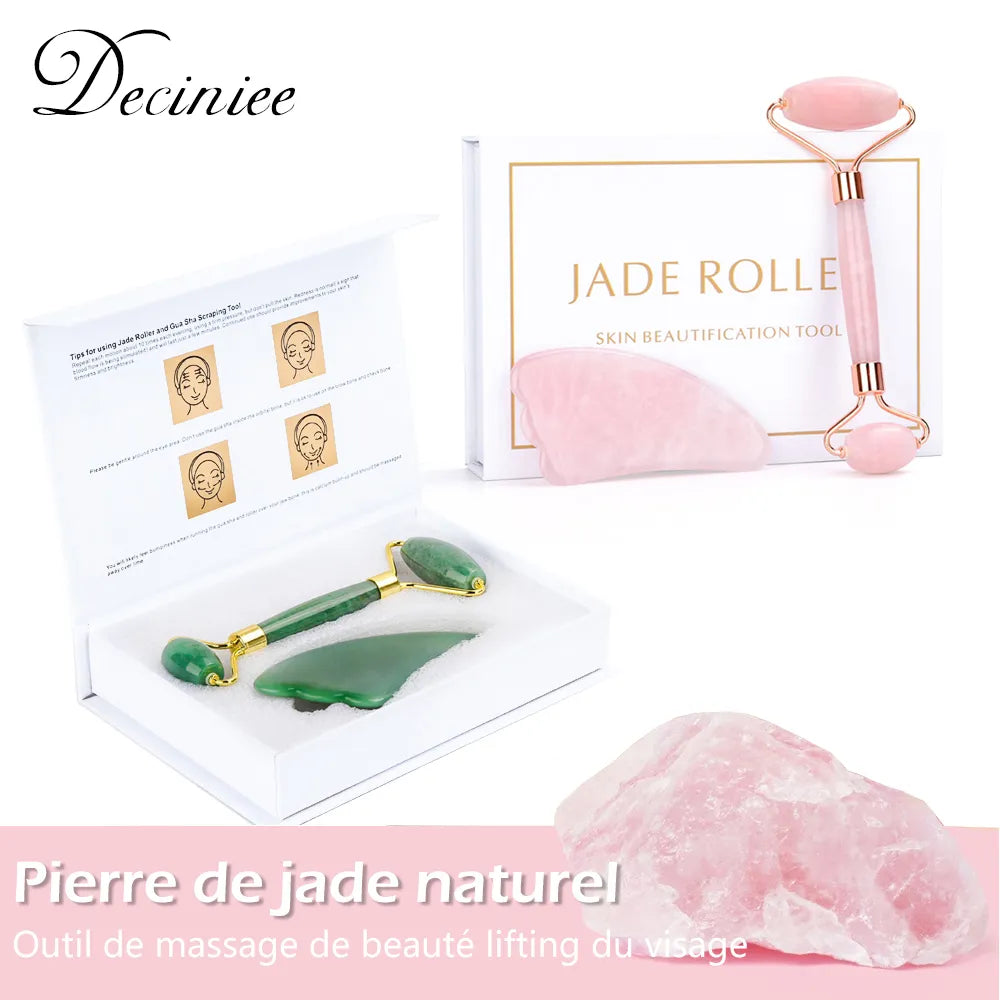 Natural Rose Quartz Facial Jade Roller Stone