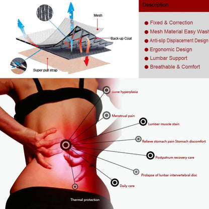 Adjustable Tourmaline Self Heating Magnetic Therapy Back Waist Care