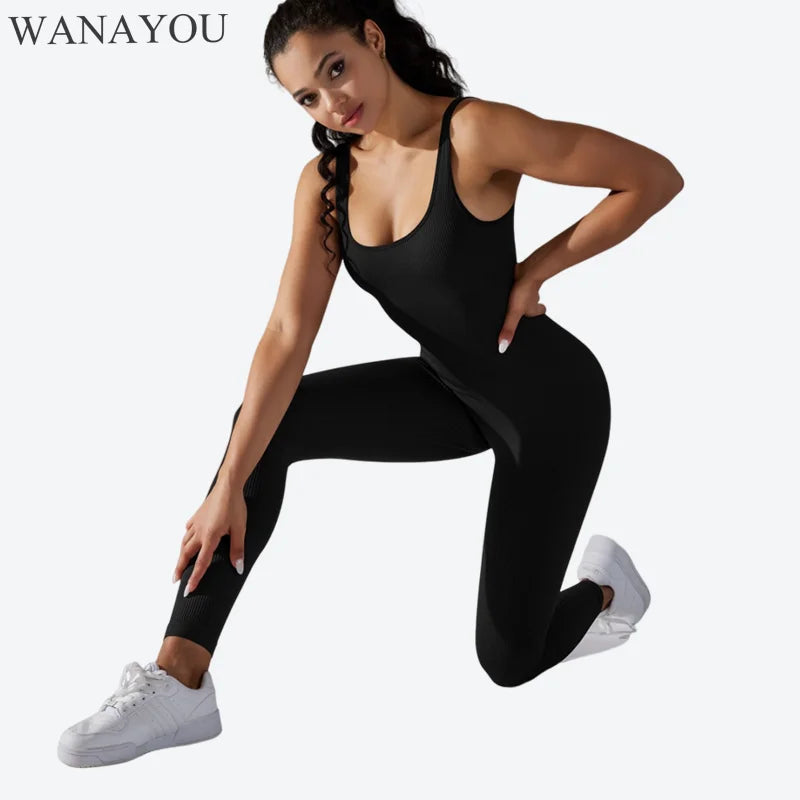 WANAYOU Seamless Threaded One-piece Yoga Suit