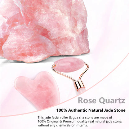 Natural Rose Quartz Facial Jade Roller Stone